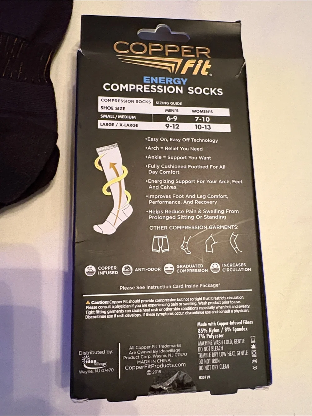 Men’s copper Fit Energy Compression Socks - Black - Size L/XL